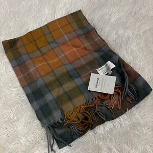 Edinburgh Vintage Check Wool Lambswool Fringed Scarf  NWT